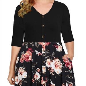 Bedoar Size 18 Black and Floral Dress